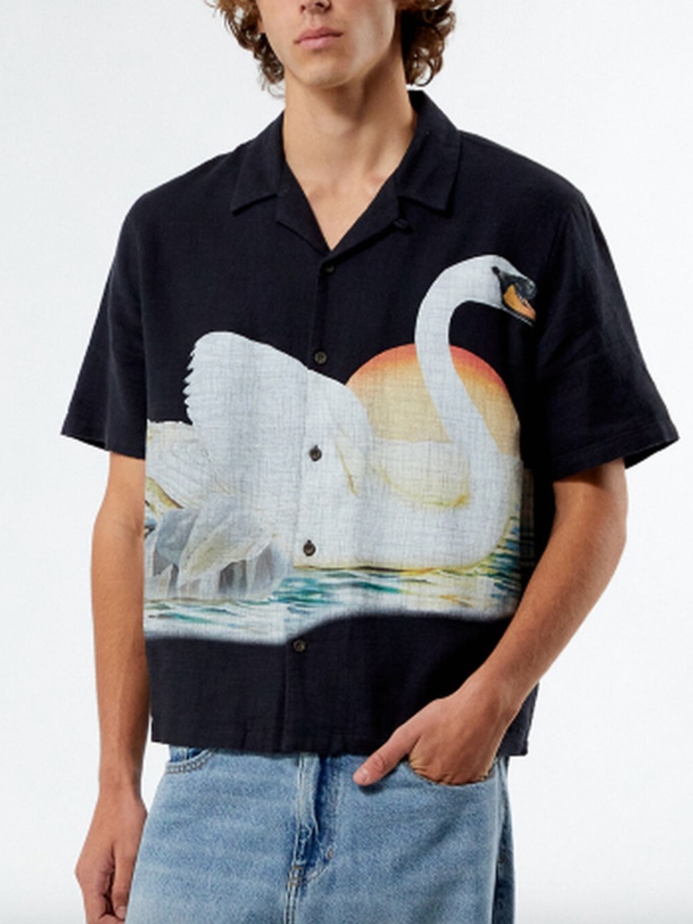 Pacsun Swan Oversized Camp Shirt Size Small